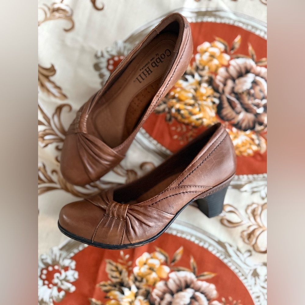 Cobb Hill by New Balance Womens 7.5 Brown Leather Pump Cushioned Comfort Earthy